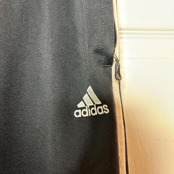 Adidas Large Black 3-Stripes Athletic Track Pants Joggers with Zip Pockets - Picture 3 of 6